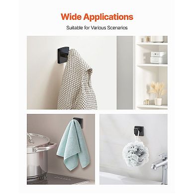 4-Piece Bathroom Hardware Set with Towel Bar, Rack, Hook - Black