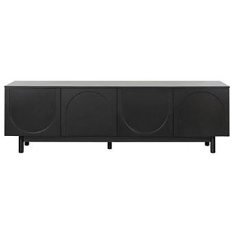 70" Arched TV Stand, Fits up to 78" TV, Solid Wood Legs, Adjustable Shelves, Black