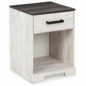 ZUQIETA Shawburn 1-Drawer Nightstand, 22" Tall, Whitewash & Gray Finish