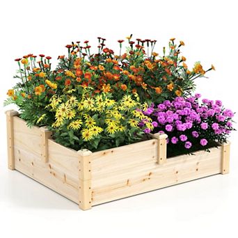Costway 3 tier Outdoor Raised Garden Bed Vegetable Planter Box for Patio Lawn Backyard