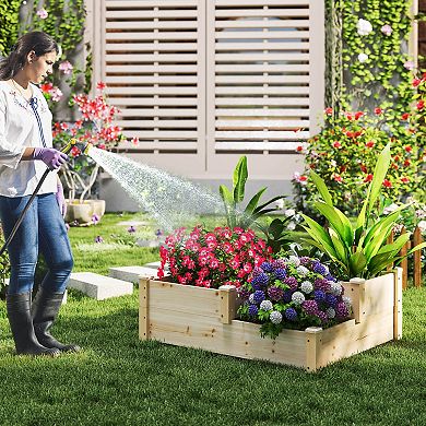 Costway 3-Tier Outdoor Raised Garden Bed Vegetable Planter Box for Patio Lawn Backyard