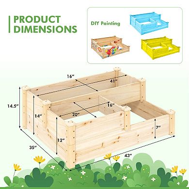 Costway 3-Tier Outdoor Raised Garden Bed Vegetable Planter Box for Patio Lawn Backyard