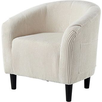 Soft Corduroy Barrel Accent Chair,Comfy Club Armchair w/ Cushion for Living Room Bedroom Home Decor