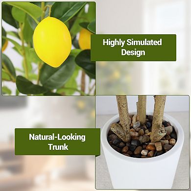 Artificial Lemon Tree,5ft Floor Faux Lemon Plastic Plant in Pot,Fake Lemon Fruit Silk Tree