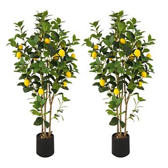 Artificial Lemon Tree,5ft Floor Faux Lemon Plastic Plant in Pot,Fake Lemon Fruit Silk Tree