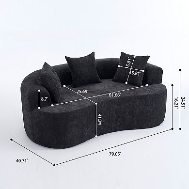 GOODSILO Modern Crescent-Shaped Sofa with Deep Cushions and No Assembly Required