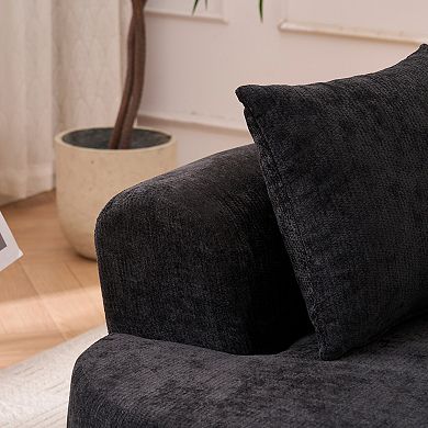 GOODSILO Modern Crescent-Shaped Sofa with Deep Cushions and No Assembly Required