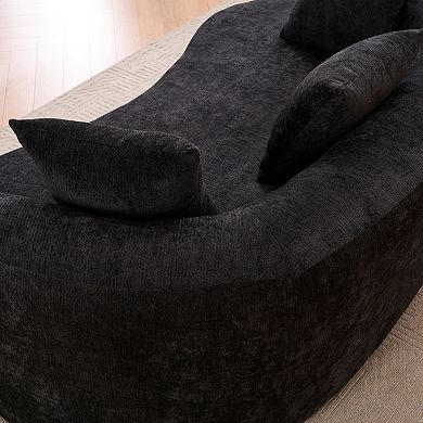 GOODSILO Modern Crescent-Shaped Sofa with Deep Cushions and No Assembly Required