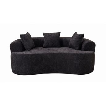 GOODSILO Modern Crescent-Shaped Sofa with Deep Cushions and No Assembly Required