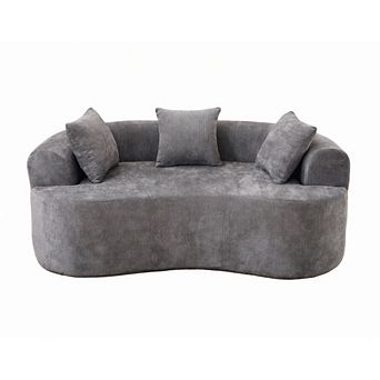 GOODSILO Modern Crescent-Shaped Sofa with Deep Cushions and No Assembly Required