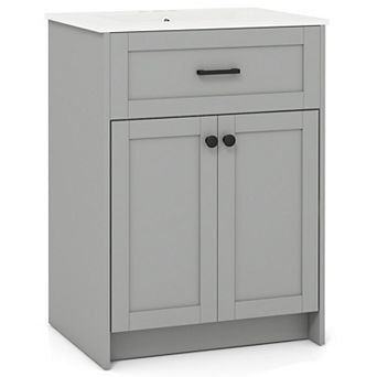 CASAINC Bathroom Vanity Unit with Basin and Double Door Storage Cabinet