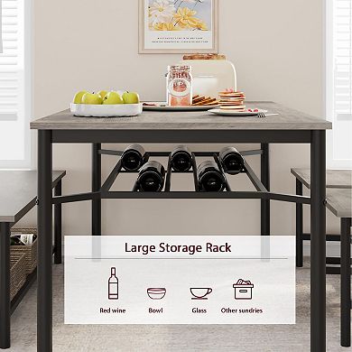 Kitchen Dining Table Set with Storage Bench and 2 Chairs