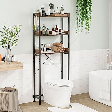 Over The bath fixture Storage Rack with Hooks and Adjustable Bottom Bar Organizer