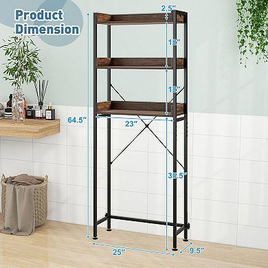 Over The bath fixture Storage Rack with Hooks and Adjustable Bottom Bar Organizer
