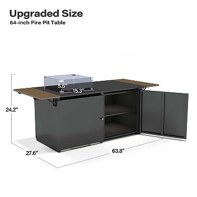 Large Folding Fire Table with Upgraded Finish & Smart Storage