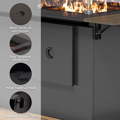 Large Folding Fire Table with Upgraded Finish & Smart Storage