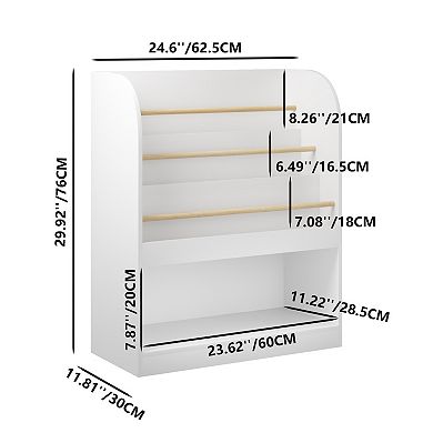Kids' Open Storage Bookshelf, Children's Bookcase, Multi-Layer Wooden Book Display Rack, White