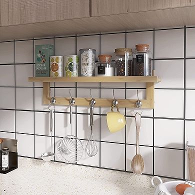 29.2" Wall-Mounted Entryway Coat Rack With Shelf 5 Hooks