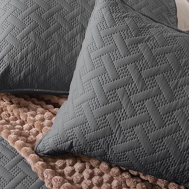 Soft Quilt Set Queen Full Size, 3 Pieces Lightweight Quilts Grey Bedspreads Coverlets Bedding Set