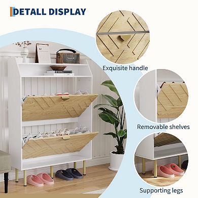 ANIXOL Slim 2-Drawer Hidden Shoe Cabinet