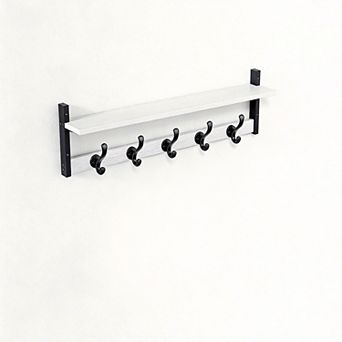 Rustic Wall-Mounted Coat Rack With Shelf and Hooks