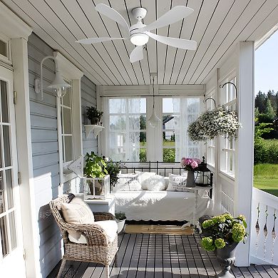 52 in. White LED Ceiling Fan With 3 Color Dimmable 5 ABS Blades Remote Control Reversible DC Motor