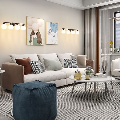 POWLIG 29.53" 4-Light Dimmable Bathroom Vanity Light - Black Finish with Milky White Glass Shades