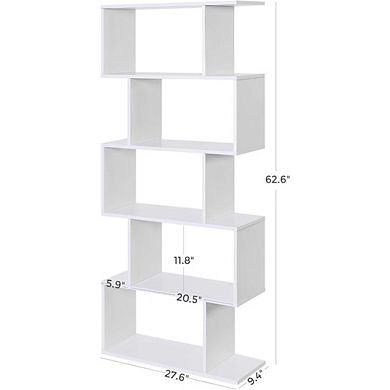 ZUQIETA 5-Tier Room Divider Bookcase - Freestanding Display Shelf & Storage in White
