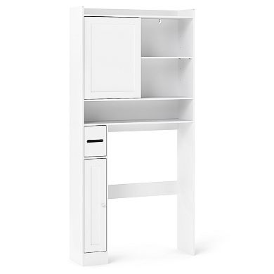 Over The bath fixture Standing Storage Cabinet with Sliding Door Organizer
