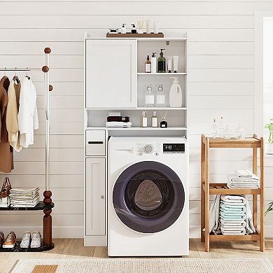 Over The bath fixture Standing Storage Cabinet with Sliding Door Organizer