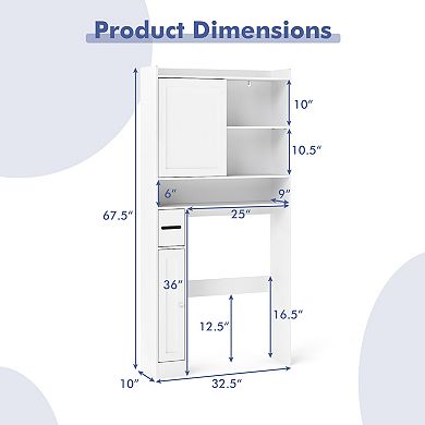 Over The bath fixture Standing Storage Cabinet with Sliding Door Organizer