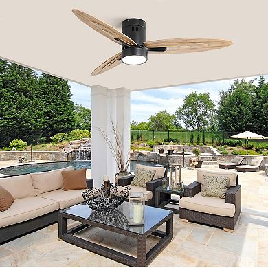 56 in. Modern Design Flush Mount Ceiling Fan with Light and Remote Control