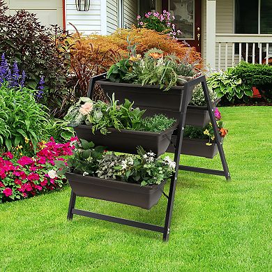 Costway 31”H Raised Garden Bed 3-Tier Vertical Planter w/5 Plant Boxes Indoor Outdoor