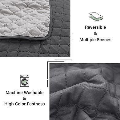 Grey King Quilt Set! Ultrasonic Reversible, Ultra-Soft & All-Season Lightweight.