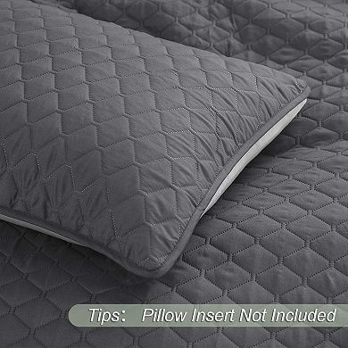Grey King Quilt Set! Ultrasonic Reversible, Ultra-Soft & All-Season Lightweight.