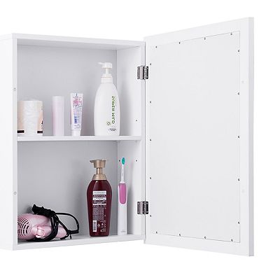 Wall Mounted Adjustable Medicine Storage Mirror Cabinet Organizer