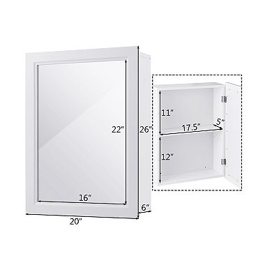 Wall Mounted Adjustable Medicine Storage Mirror Cabinet Organizer