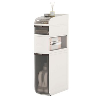 4 tier Narrow Bathroom Storage Cabinet with Drawers and Tissue Holder