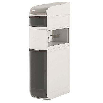 4-Tier Narrow Bathroom Storage Cabinet with Drawers and Tissue Holder