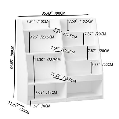Kids' Bookshelf & Toy Storage Organizer, 4-Tier Multifunctional Wooden Display Rack, White