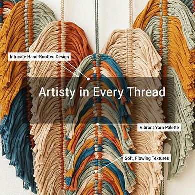 KSIZUIS Handmade Macrame Wall Hanging - Large 31”x39” Boho Tapestry for Bedroom Decor