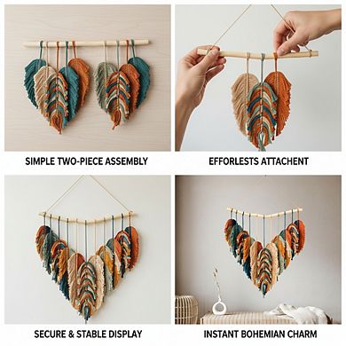 KSIZUIS Handmade Macrame Wall Hanging - Large 31”x39” Boho Tapestry for Bedroom Decor