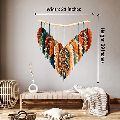 KSIZUIS Handmade Macrame Wall Hanging - Large 31”x39” Boho Tapestry for Bedroom Decor