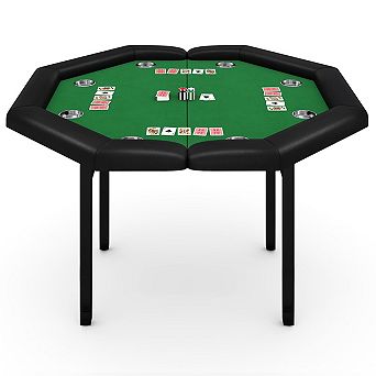 48"Folding Poker Table,8 Players Octagon Casino Table for Texas Holdem Games