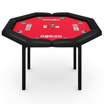 48"Folding Poker Table,8 Players Octagon Casino Table for Texas Holdem Games
