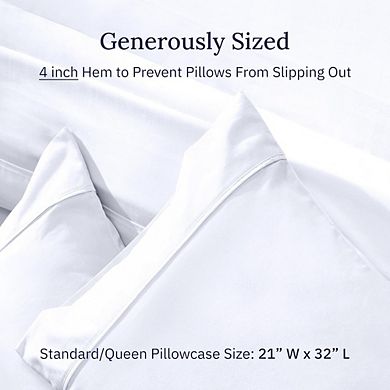 Great Ambitions Queen Pillowcase Set, 2-Pack, Soft Cotton Sateen, Bright White