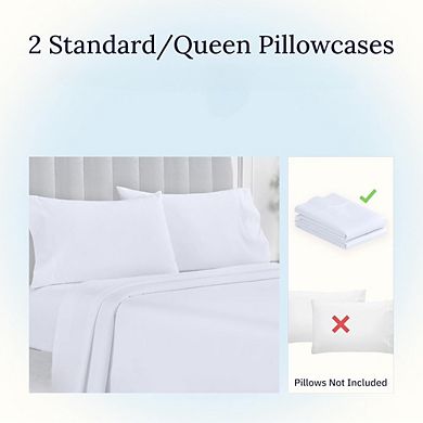 Great Ambitions Queen Pillowcase Set, 2-Pack, Soft Cotton Sateen, Bright White