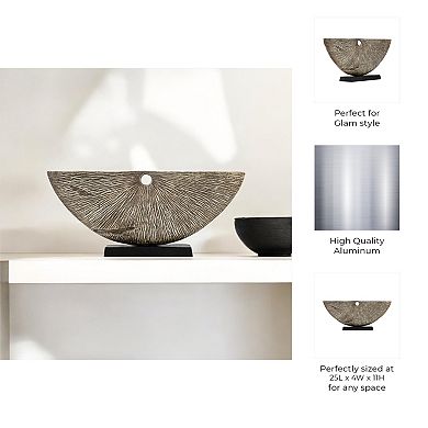 Modern Aluminum Metal Sculpture with Textured Design and Abstract Aesthetic Decor