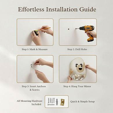 KSIZUIS Asymmetrical Gold Wall Mirror - 32"x24" Irregular Modern Boho Decor for Living Room & Bedroo