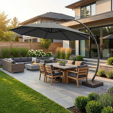Cantilever Patio Umbrella with Wide Shade and Stable Wind-Resistant Design